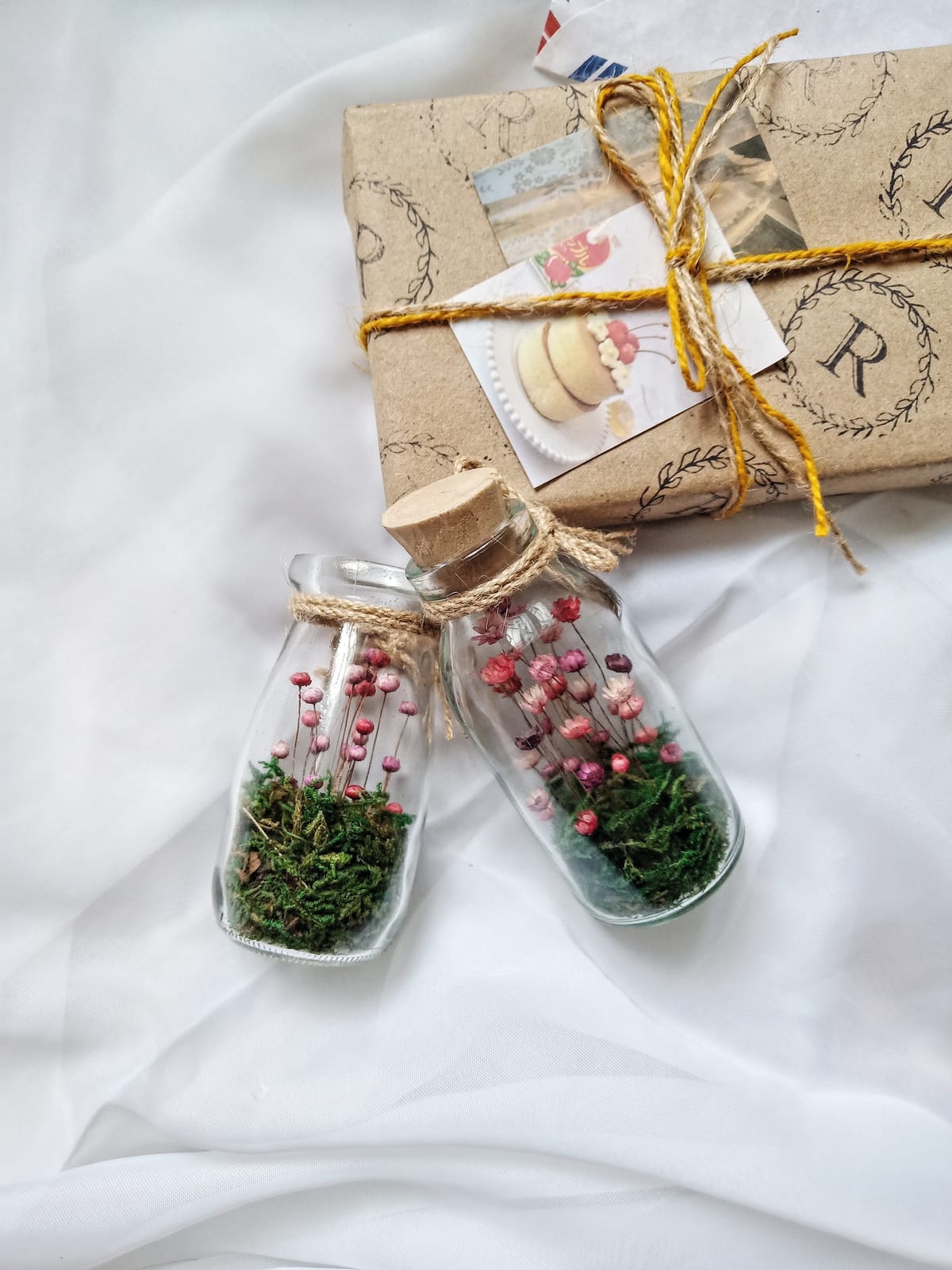 Pink Bloom Bottle Terrarium