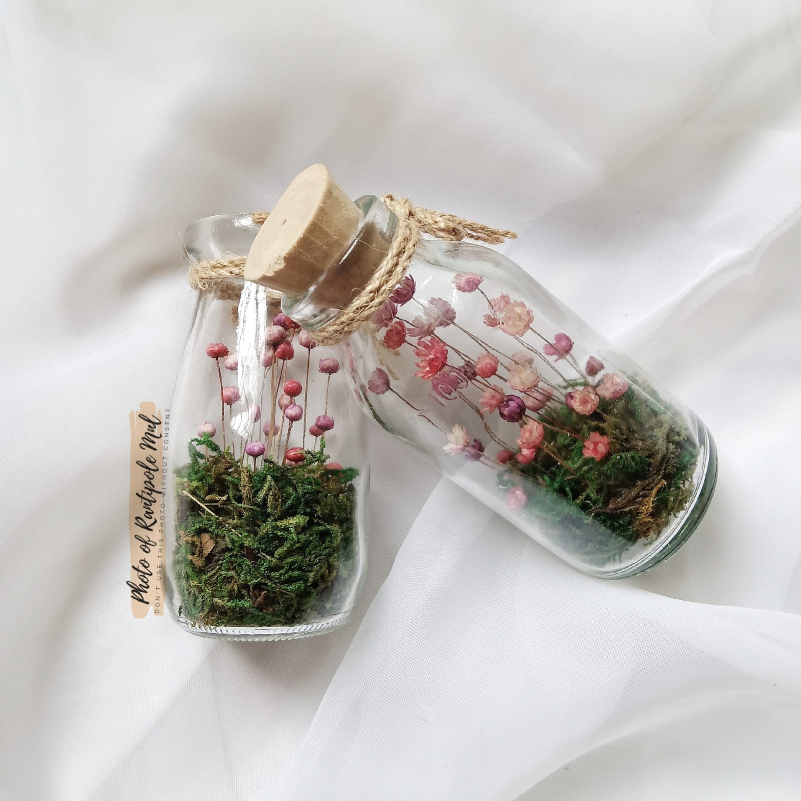 Pink Bloom Bottle Terrarium, view 2